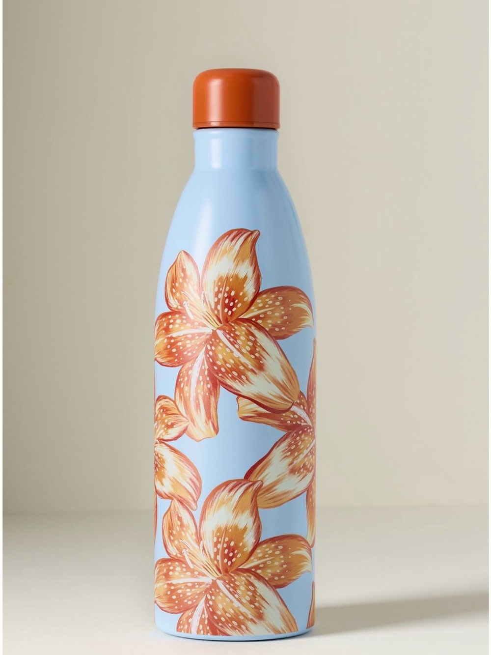 Farm Rio Insulated Floral Water Bottle - Blue Orange Flower Design | 17 oz NWT